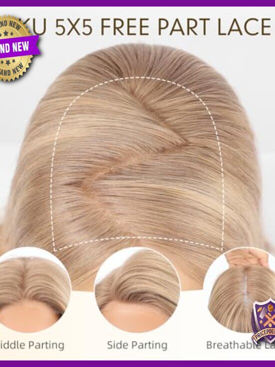 16 Inch Human Hair Wig with Silicone Pads, Glueless Lace Front